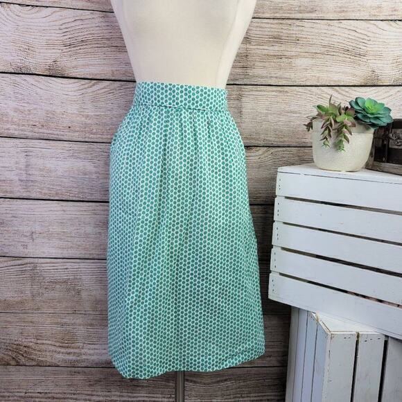 Boden Green White Abstract Hidden Zipper Lined Midi Skirt Size 22 Long - Picture 2 of 9